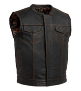 Low Rider Orange Stitched Leather Vest